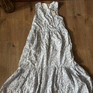 Abercrombie Kids White Blue Maxi Floral Print Dress Age 13/14